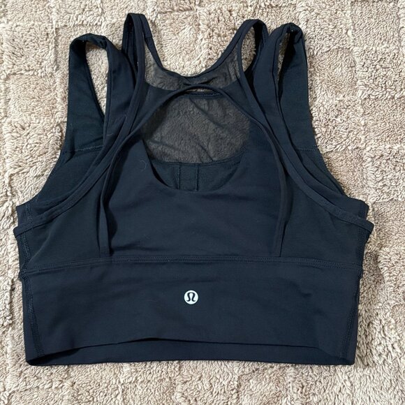 EXCELLENT Lululemon Black Double Tap Sports Training Gym Bra II  Mesh Crop Top 6 - Picture 3 of 9